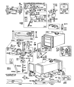 Carburetor, Fuel Tank Assembly Diagram and Parts List for 170702-0154-XX  Briggs and Stratton Engine